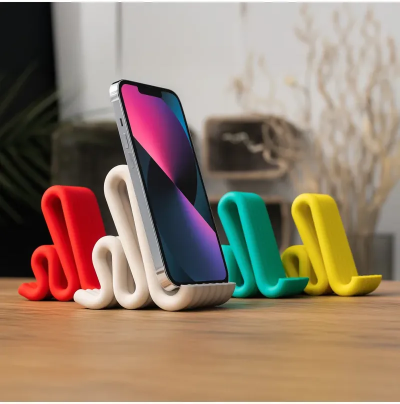 Dalga Tasarımlı Telefon Standı – Kırmızı — görsel 3