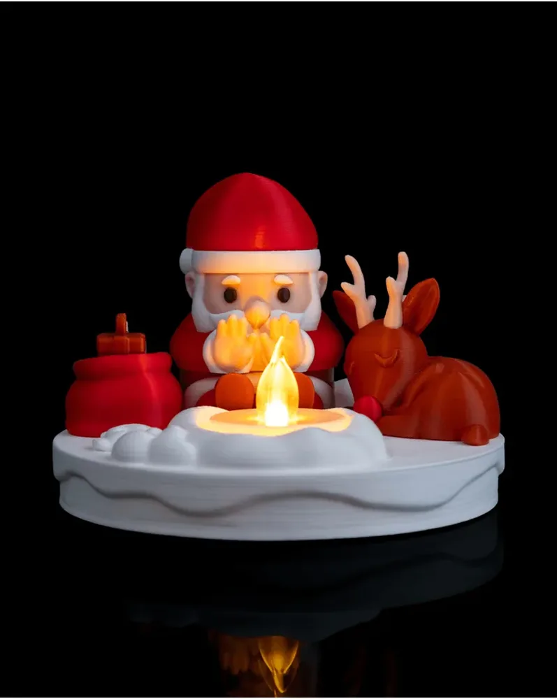 Noel Baba ve Geyik Mum Işıklı Biblo – Çok Renkli — görsel 3