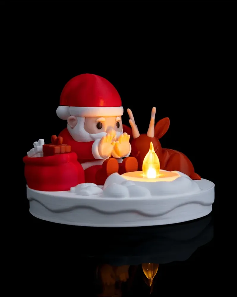 Noel Baba ve Geyik Mum Işıklı Biblo – Çok Renkli — görsel 4