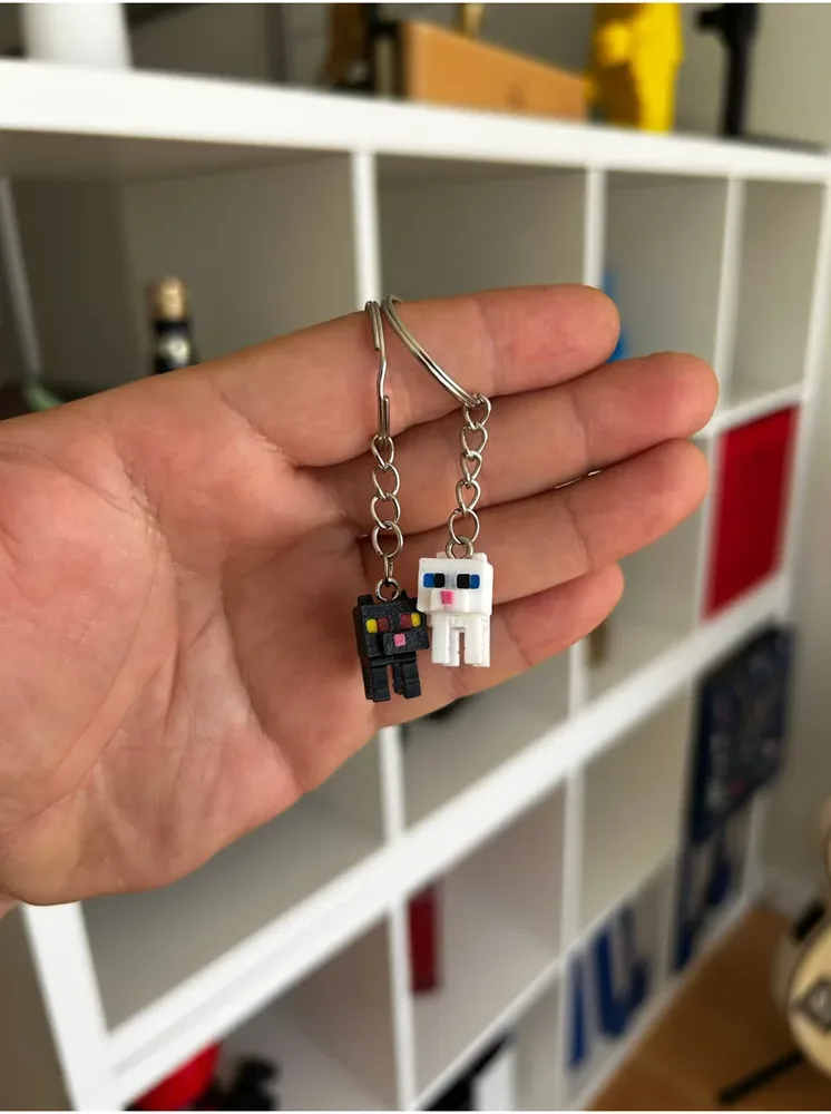 Piksel Kedi Anahtarlık 2'li Set – Siyah Beyaz — görsel 4